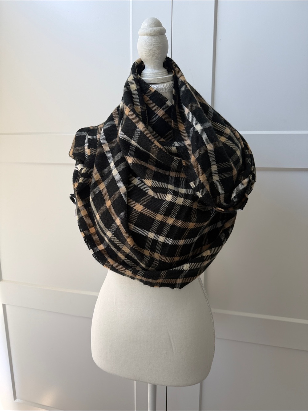 J. Crew Plaid Infinity Scarf - Black and Tan
